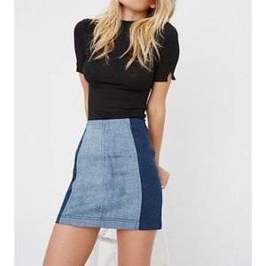 Free people denim colorblock skirt